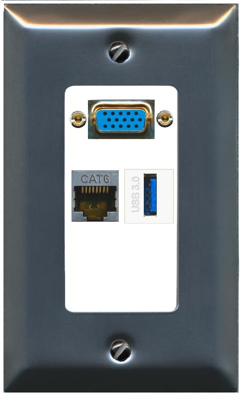 1 CAT6-SHIELDED 1 USB-3 Wall Plate [White]