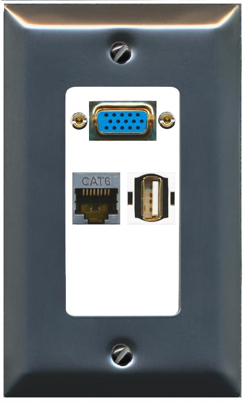 1 CAT6-SHIELDED 1 USB2 Wall Plate [White]