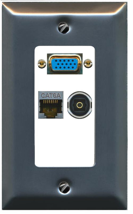 1 CAT6A 1 TOSLINK Wall Plate [White]