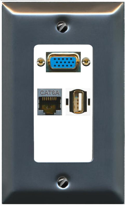 1 CAT6A 1 USB2 Wall Plate [White]