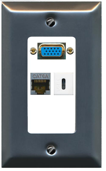 1 CAT6A 1 USBC Wall Plate [White]