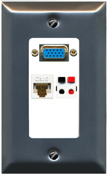 1 CAT6 1 SPEAKER Wall Plate [White]