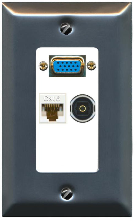 1 CAT6 1 TOSLINK Wall Plate [White]