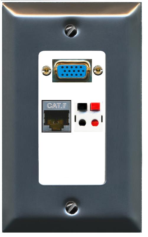 1 CAT7 1 SPEAKER Wall Plate [White]