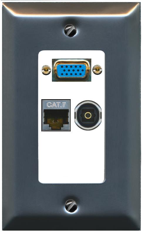 1 CAT7 1 TOSLINK Wall Plate [White]