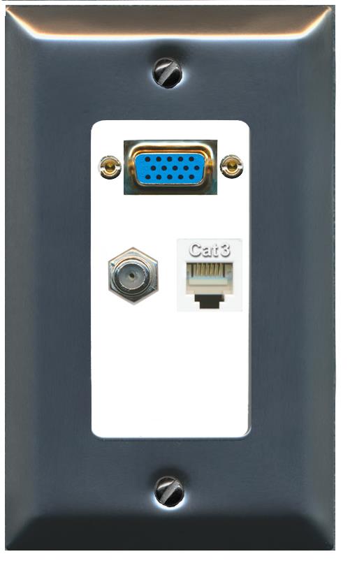 1 COAX 1 PHONE Wall Plate [White]