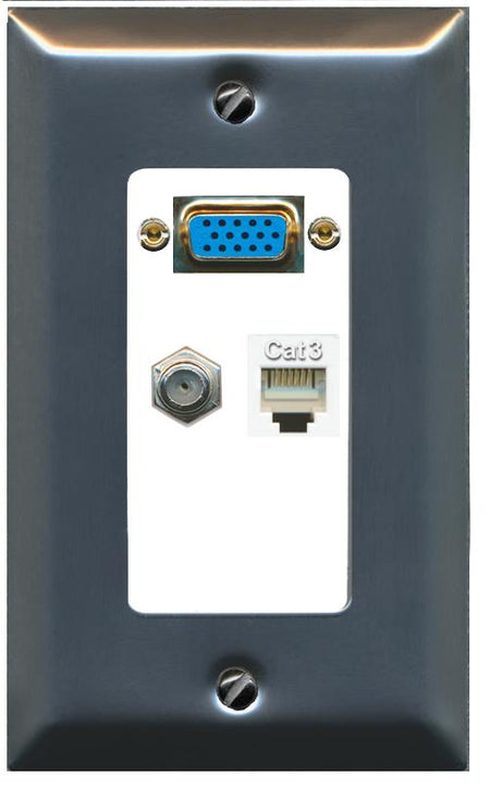 1 COAX 1 PHONE Wall Plate [White]