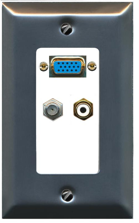 1 COAX 1 RCA-WHITE Wall Plate [White]