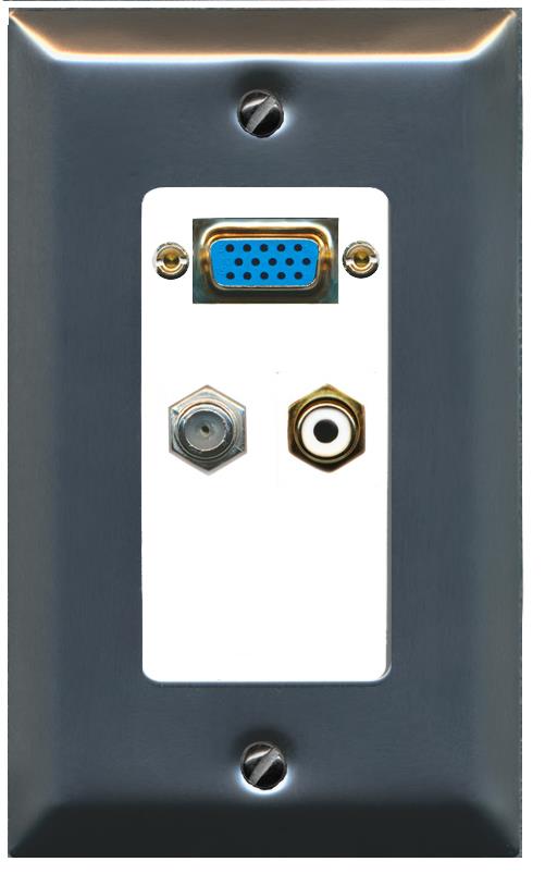 1 COAX 1 RCA-WHITE Wall Plate [White]