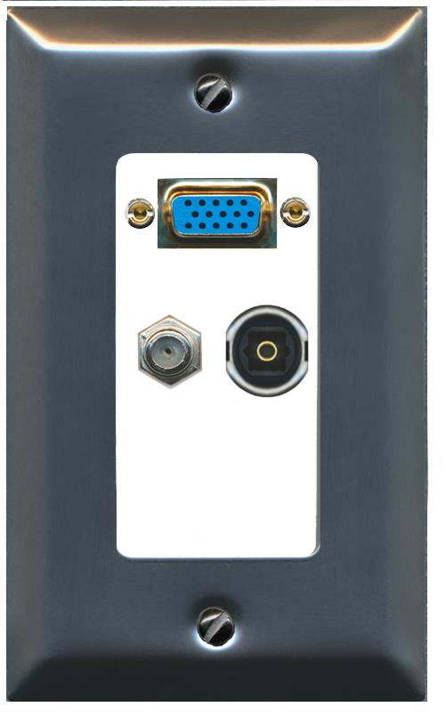 1 COAX 1 TOSLINK Wall Plate [White]