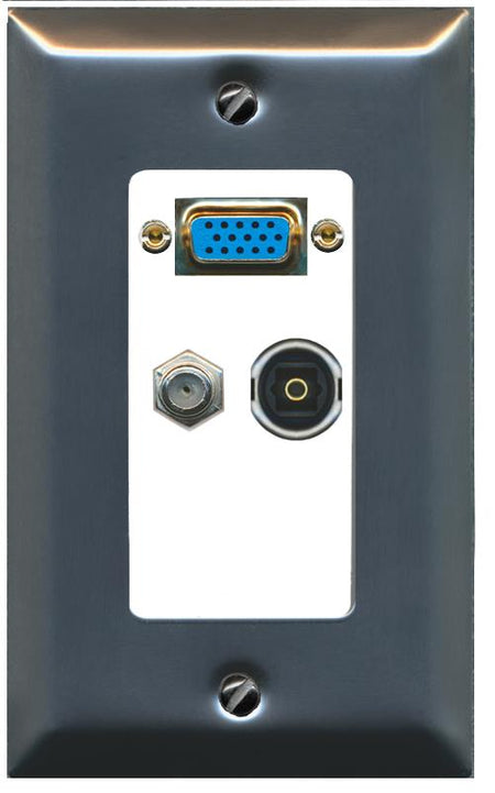 1 COAX 1 TOSLINK Wall Plate [White]