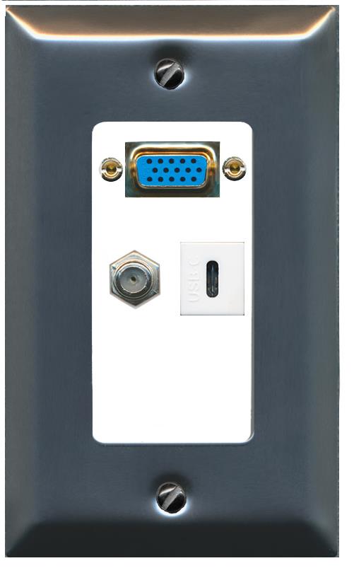 1 COAX 1 USBC Wall Plate [White]