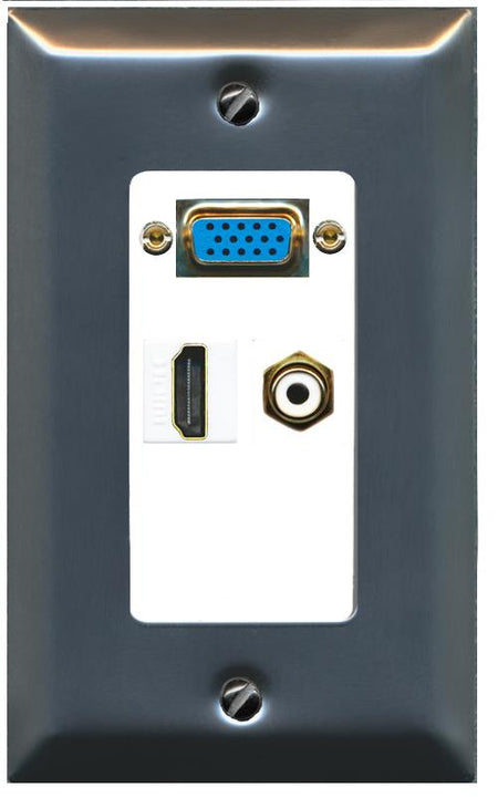 1 HDMI 1 RCA-WHITE Wall Plate [White]