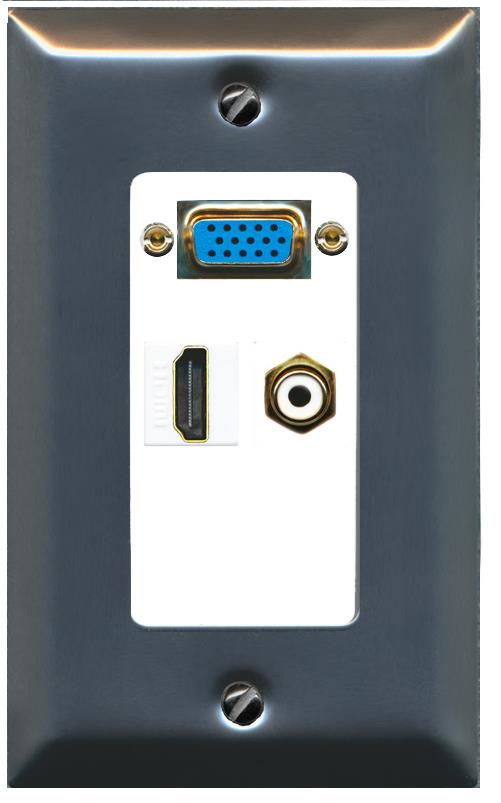 1 HDMI 1 RCA-WHITE Wall Plate [White]