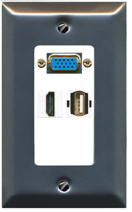 1 HDMI 1 USB2 Wall Plate [White]