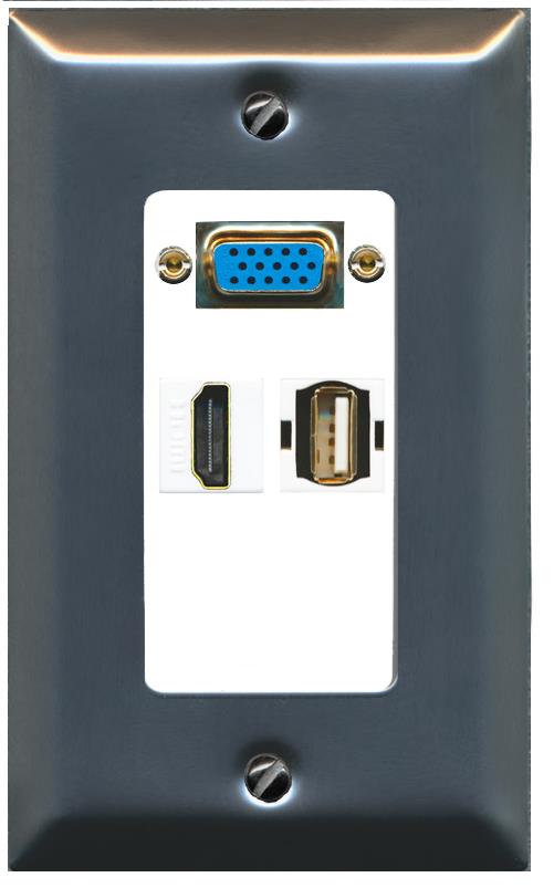 1 HDMI 1 USB2 Wall Plate [White]