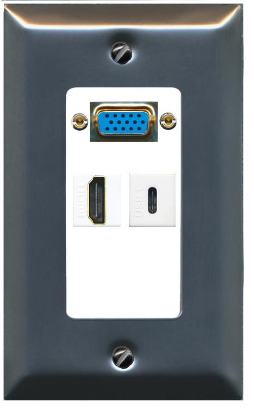 1 HDMI 1 USBC Wall Plate [White]