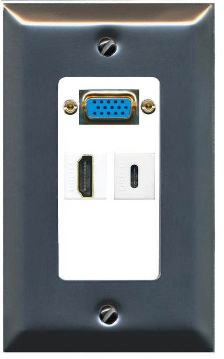 1 HDMI 1 USBC Wall Plate [White]