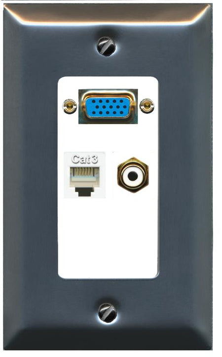 1 PHONE 1 RCA-WHITE Wall Plate [White]