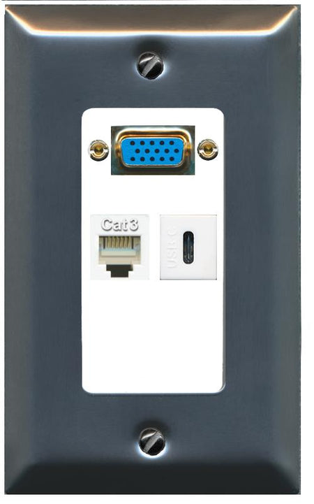 1 PHONE 1 USBC Wall Plate [White]
