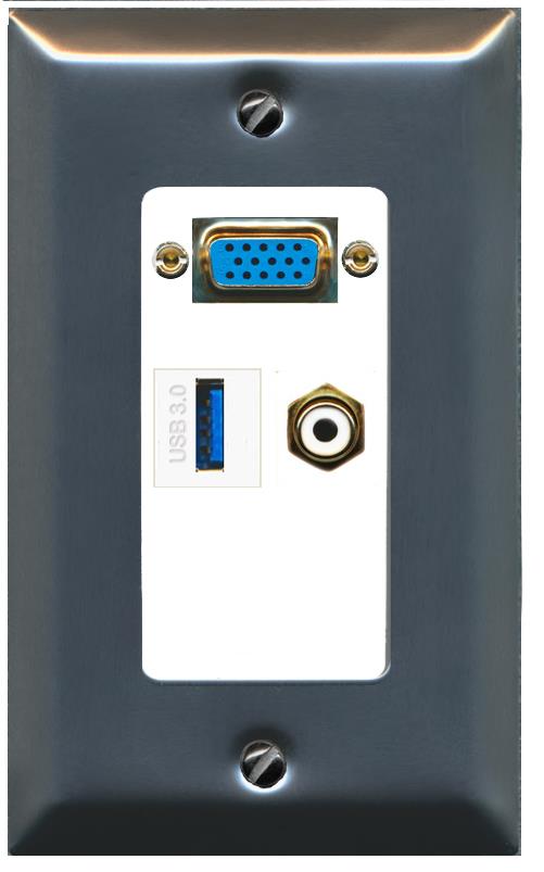 1 RCA-WHITE 1 USB-3 Wall Plate [White]