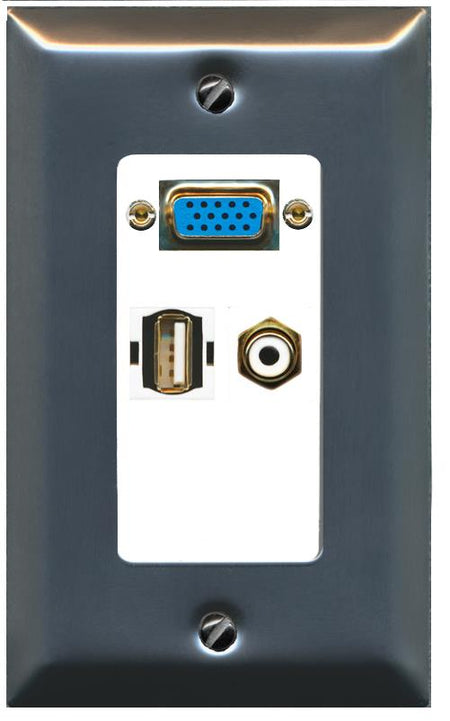 1 RCA-WHITE 1 USB2 Wall Plate [White]