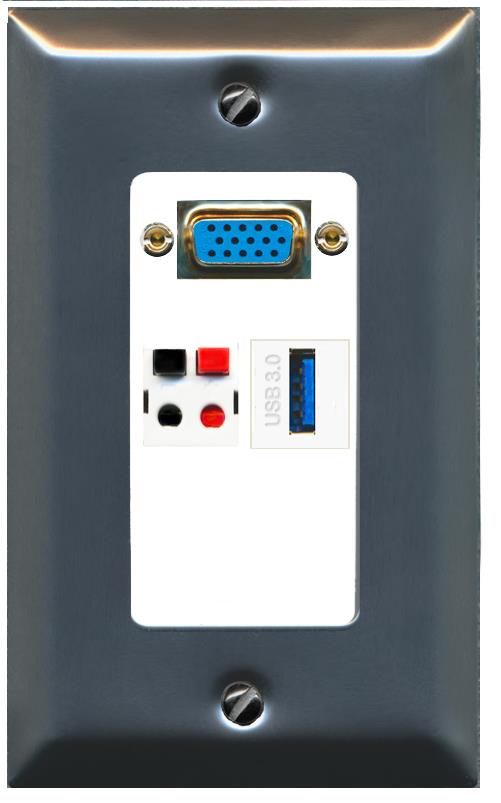 1 SPEAKER 1 USB-3 Wall Plate [White]