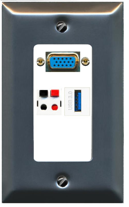 1 SPEAKER 1 USB-3 Wall Plate [White]