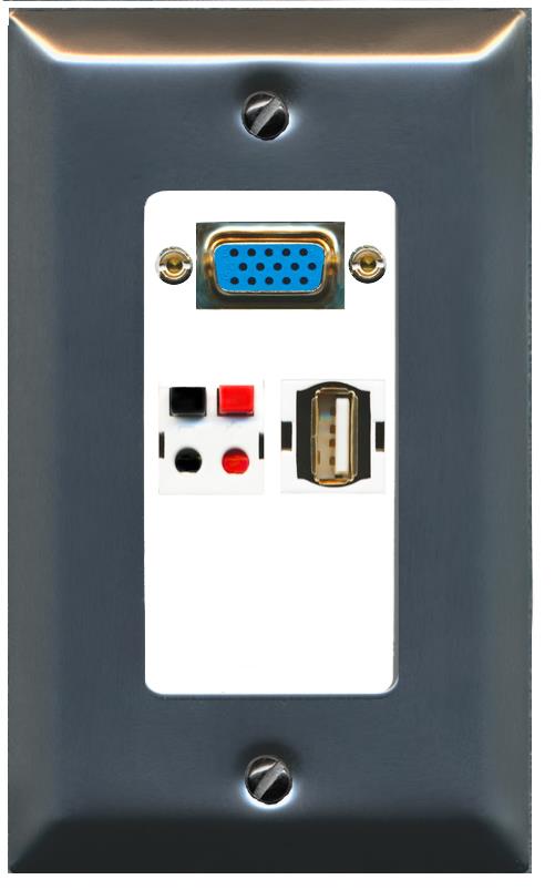 1 SPEAKER 1 USB2 Wall Plate [White]