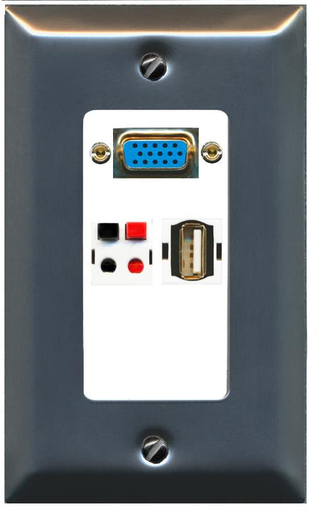 1 SPEAKER 1 USB2 Wall Plate [White]