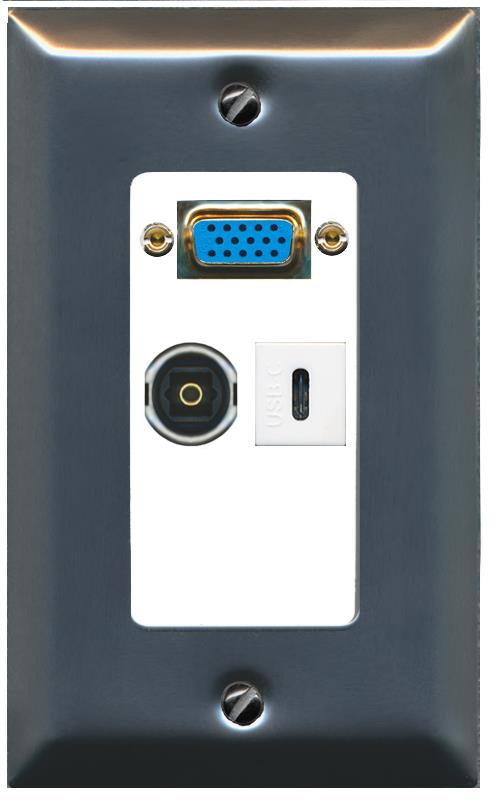 1 TOSLINK 1 USBC Wall Plate [White]