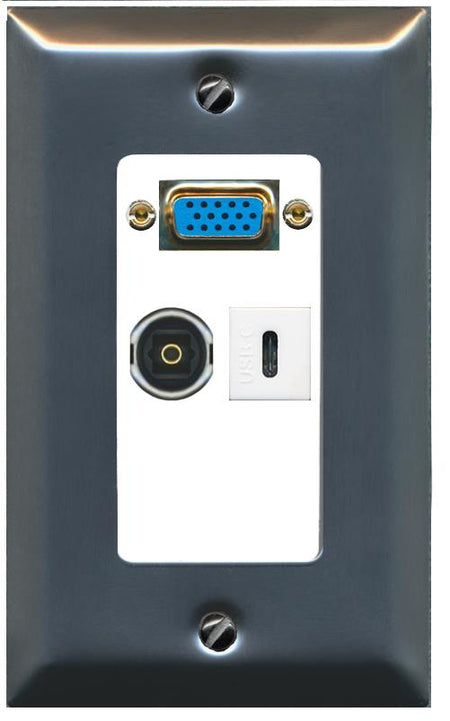 1 TOSLINK 1 USBC Wall Plate [White]