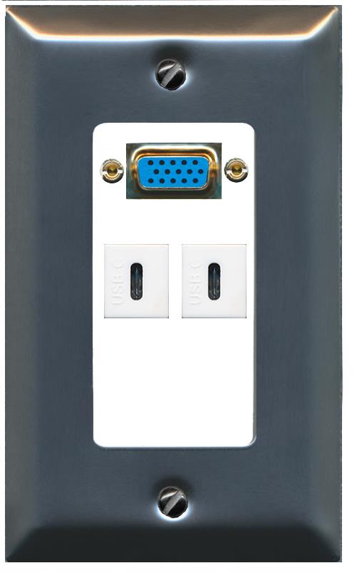 2 USBC Wall Plate [White]
