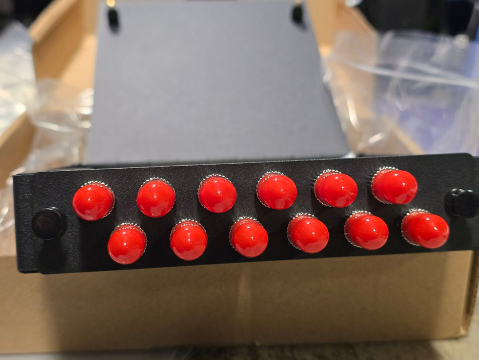 Ultra Spec Cables Wall Mount Fiber Enclosure with Spool and Loaded 12 Port ST-UPC OM1/OM2 Multimode LGX Panel