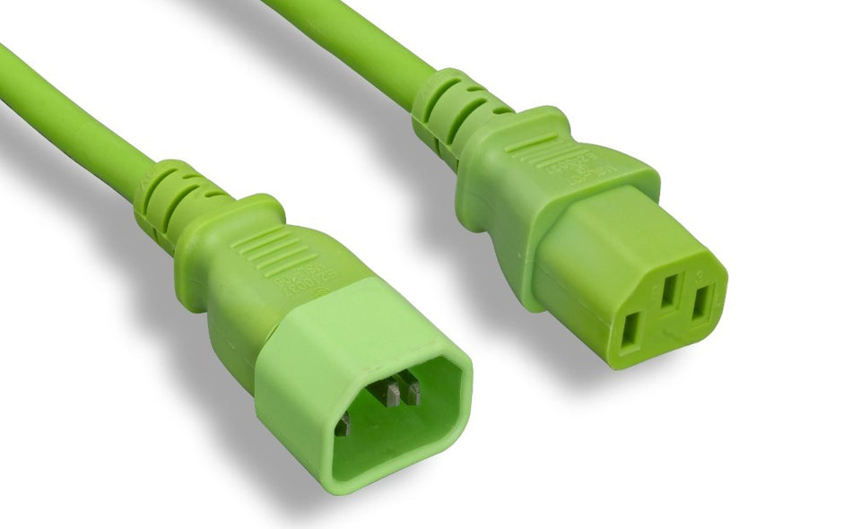 RiteAV Power Cord, C13/C14, 18AWG,  SJT, 10A, 250V, Green, 4FT