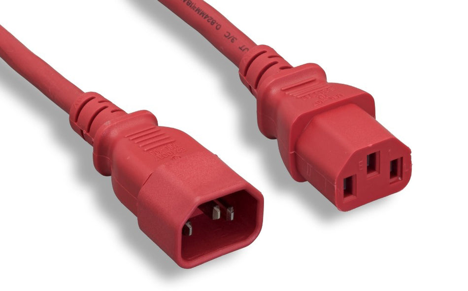 RiteAV Power Cord, C13/C14, 18AWG,  SJT, 10A, 250V, Red, 6FT