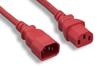 RiteAV Power Cord, C13/C14, 18AWG,  SJT, 10A, 250V, Red, 7FT