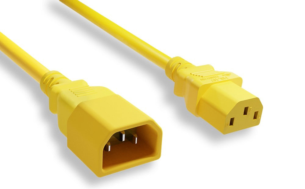 RiteAV Power Cord, C13/C14, 18AWG,  SJT, 10A, 250V, Yellow, 4FT