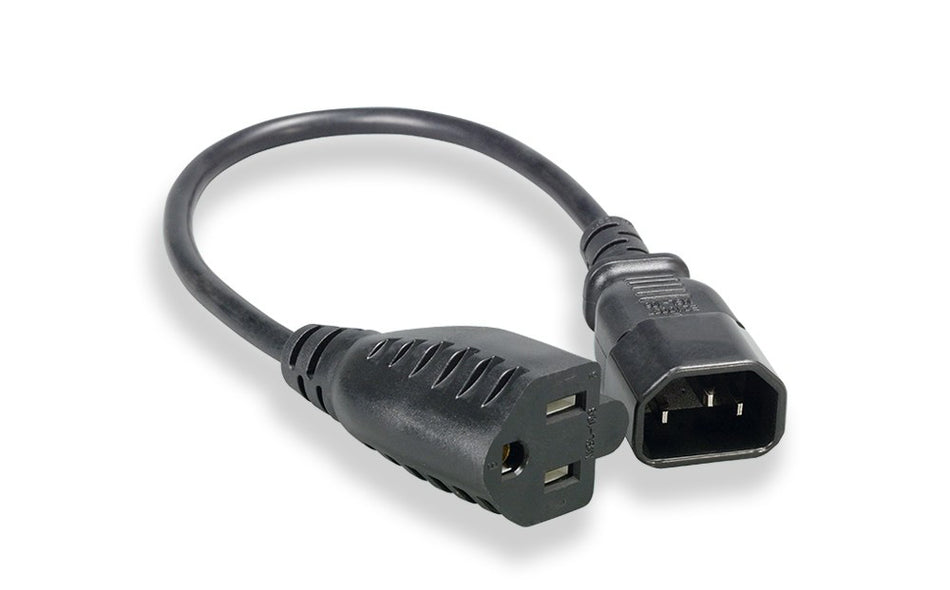 RiteAV Power Extension Adapter Converter Plug Cord, NEMA5-15R / C14, SVT 18AWG 10A 125V, 1FT Black
