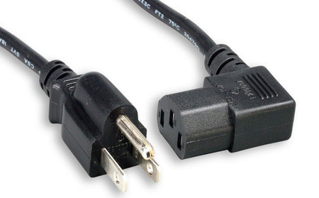 RiteAV Power Cord, NEMA5-15P / C13 Right angle, 18AWG, 10A, 125V, Black, 3FT