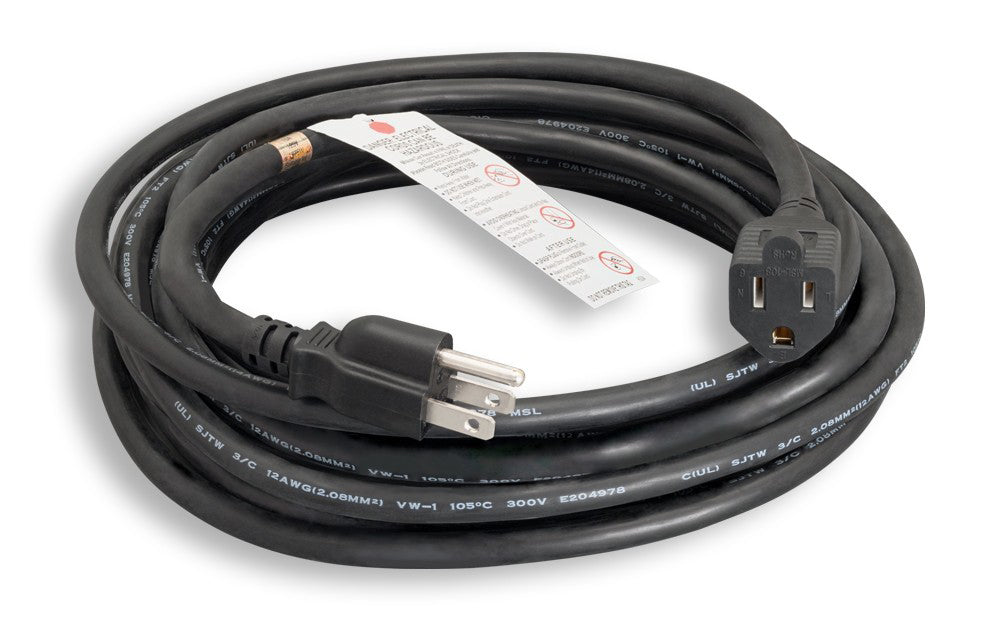 RiteAV Outdoor Heavy-Duty Power Cord Extension, NEMA 5-15P/5-15R 12AWG SJTW 100FT Black