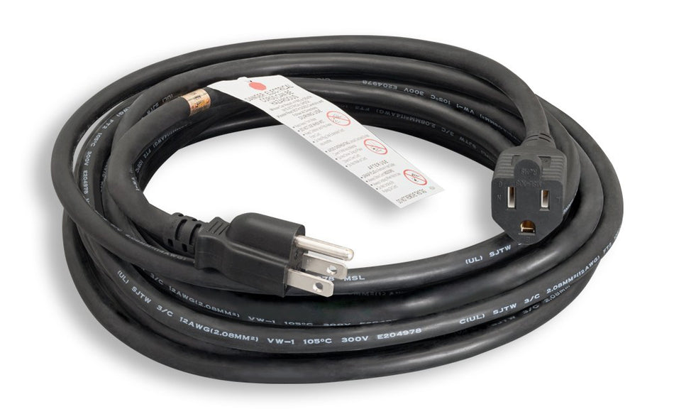 RiteAV Outdoor Heavy-Duty Power Cord Extension, NEMA 5-15P/5-15R 12AWG SJTW 100FT Black