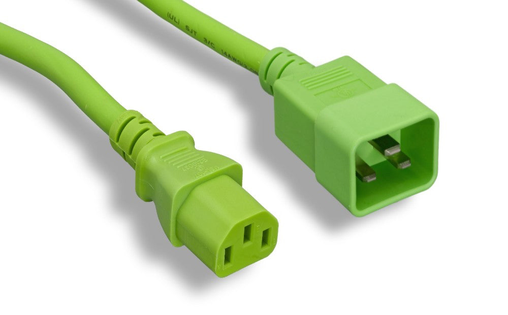 RiteAV Heavy-Duty Power Cord, C13/C20 14AWG SJT 15A/250V 6FT GREEN