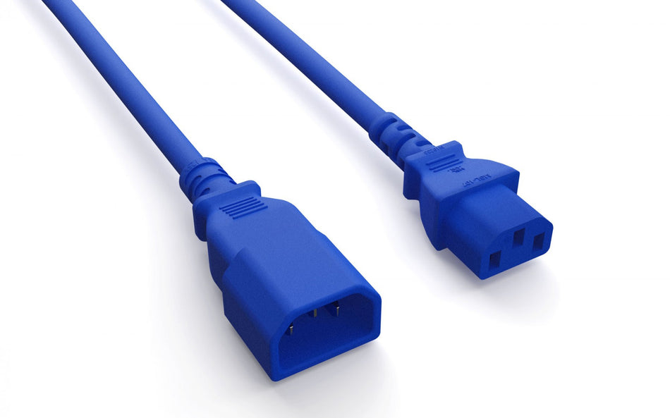 RiteAV Heavy-Duty Power Cord, C13/C14, 14AWG,  SJT, 15A, 250V, BLUE, 10FT