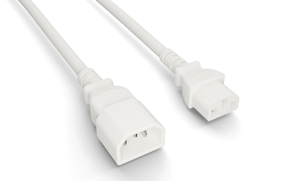 RiteAV Heavy-Duty Power Cord, C13/C14, 14AWG,  SJT, 15A, 250V, White, 4FT