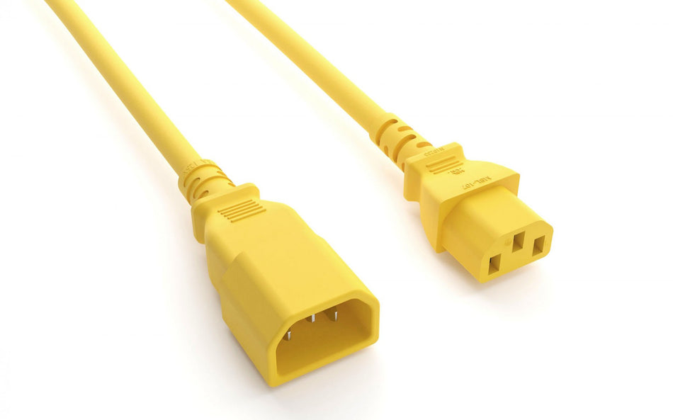RiteAV Heavy-Duty Power Cord, C13/C14, 14AWG,  SJT, 15A, 250V, Yellow, 2FT 