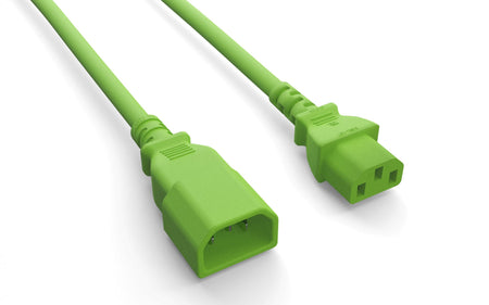 RiteAV Heavy-Duty Power Cord, C13/C14, 14AWG,  SJT, 15A, 250V, Green, 4FT