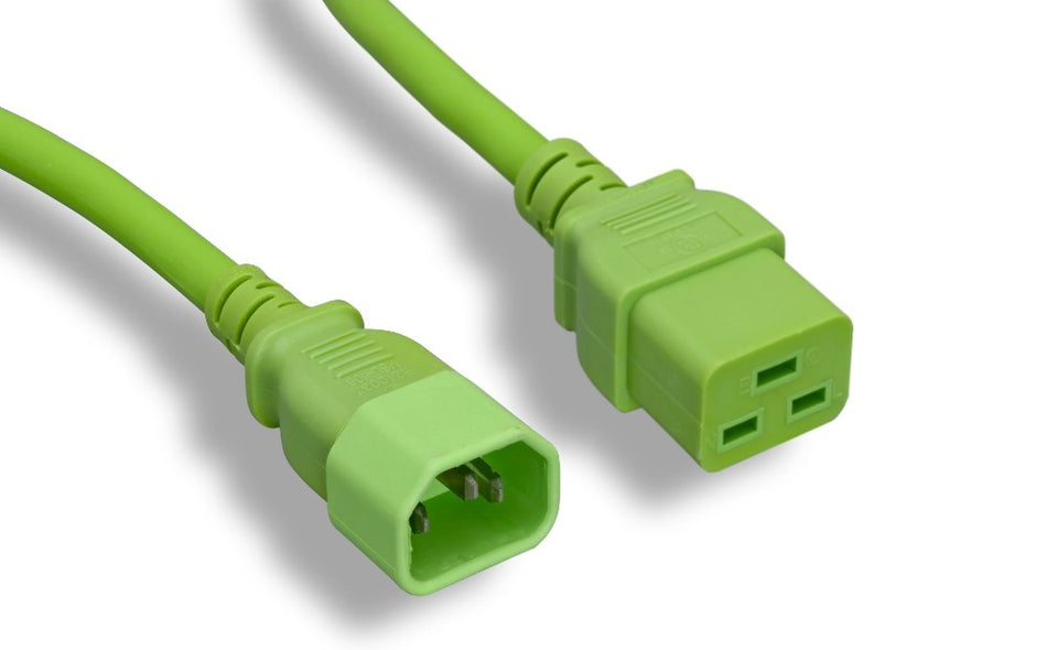 RiteAV Heavy-Duty Power Cord, C14/C19 14AWG SJT 15A/250V 4FT GREEN