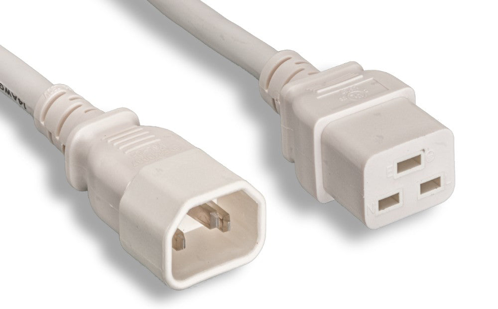 RiteAV Heavy-Duty Power Cord, C14/C19 14AWG SJT 15A/250V 6FT WHITE