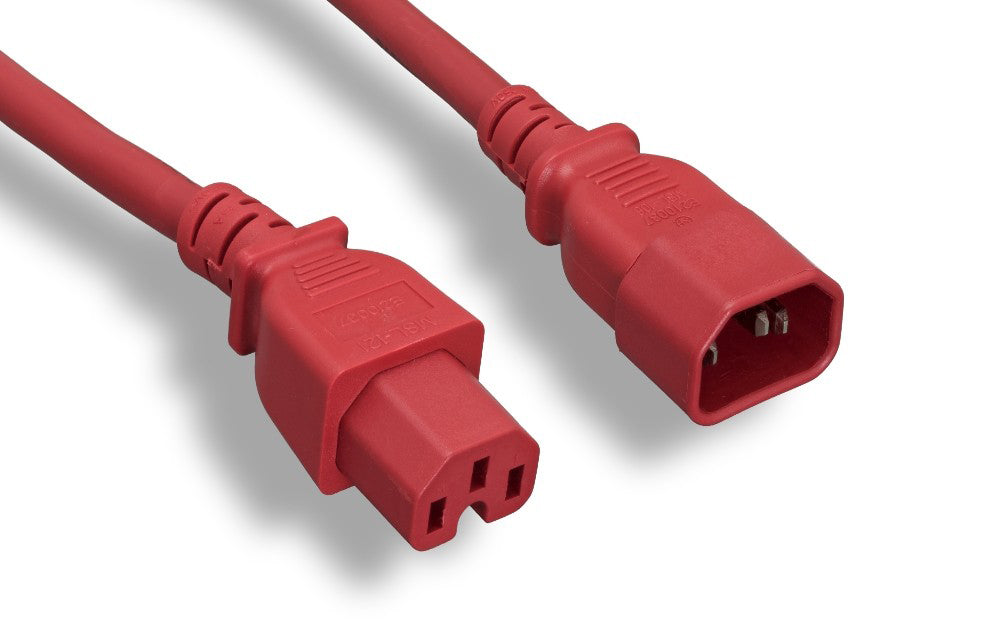 RiteAV Heavy-Duty Power Cord, C14/C15 14AWG 7FT RED